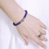 Men's Women Lapis Sterling Silver Bracelet Gemstone 925 Fish Charm Lucky DiyNotion Handmade BR466