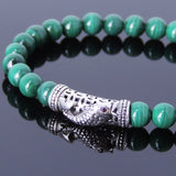 Men's Women Malachite Sterling Silver Bracelet Gemstone 925 Fish Charm Lucky DiyNotion Handmade BR467