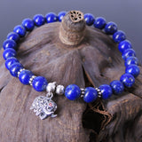 Lapis Sterling Silver Bracelet 925 Marcasite Elephant Pendant DiyNotion Handmade BR061