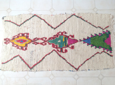 AZILAL. Vintage Moroccan Rug. Wool Boucherouite Carpet. Modern Design.