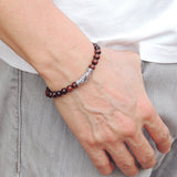 Men's Women Red Tiger Eye Sterling Silver Bracelet 925 Fish Charm Lucky DiyNotion Handmade BR468