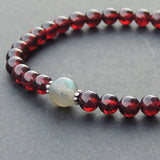Men's Women Garnet Labradorite Sterling Silver Bracelet Gemstone 925 Spacer DiyNotion Handmade BR470