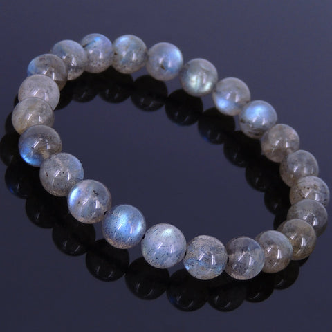 Men's Women Labradorite Bracelet Grade AAA Natural 8mm Gemstone DiyNotion Handmade BR083