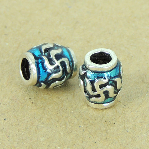 Sterling Silver Bead 925 Mantra Barrel Beads Hand-painted DIY Material WSP320 Wholesale: See Discount Coupons in Item Details