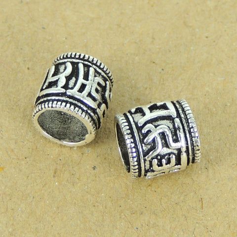 Sterling Silver Charm Vintage 925 Bead Tibet Mantra Protection DIY Charm WSP317 Wholesale: See Discount Coupons in Item Details
