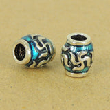 Sterling Silver Bead 925 Mantra Barrel Beads Hand-painted DIY Material WSP320 Wholesale: See Discount Coupons in Item Details