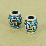 Sterling Silver Bead 925 Mantra Barrel Beads Hand-painted DIY Material WSP320 Wholesale: See Discount Coupons in Item Details