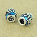 Sterling Silver Bead 925 Mantra Barrel Beads Hand-painted DIY Material WSP320 Wholesale: See Discount Coupons in Item Details
