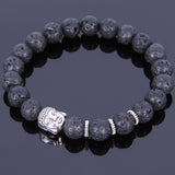 Lava Rock Tibetan Silver Bracelet Buddha Yoga Mala for Men Women DiyNotion Handmade T058