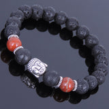 Lava Rock Jasper Stone Tibetan Silver Bracelet Buddha Yoga Mala for Men Women DiyNotion Handmade T061