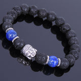 Lava Rock Lapis Tibetan Silver Bracelet Buddha Yoga Mala for Men Women DiyNotion Handmade T062