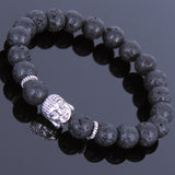 Lava Rock Tibetan Silver Bracelet Buddha Yoga Mala for Men Women DiyNotion Handmade T057