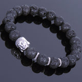 Lava Rock Tibetan Silver Bracelet Buddha Yoga Mala for Men Women DiyNotion Handmade T058