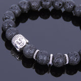 Lava Rock Tibetan Silver Bracelet Buddha Yoga Mala for Men Women DiyNotion Handmade T058