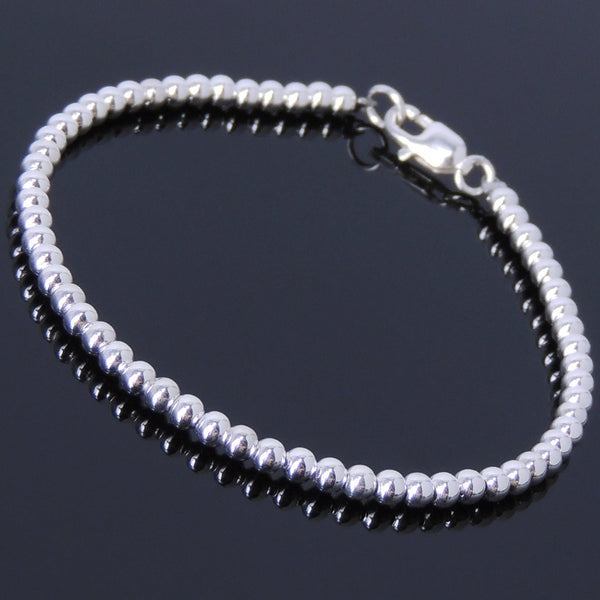 Men's Women Sterling Silver Bracelet 925 Beads & Clasp DiyNotion Handmade BR471