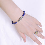 Men's Women Lapis Sterling Silver Bracelet Gemstone 925 Fish Charm DiyNotion Handmade BR474