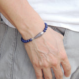 Men's Women Lapis Sterling Silver Bracelet Gemstone 925 Fish Charm DiyNotion Handmade BR474
