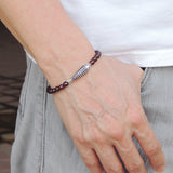 Men's Women Garnet Sterling Silver Bracelet AAA Gemstone 925 Fish Charm DiyNotion Handmade BR476