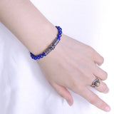 Men's Women Lapis Sterling Silver Bracelet Gemstone Cross Charm DiyNotion Handmade BR478