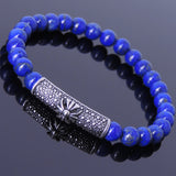 Men's Women Lapis Sterling Silver Bracelet Gemstone Cross Charm DiyNotion Handmade BR478