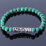 Men's Women Malachite Sterling Silver Bracelet Gemstone Cross Charm DiyNotion Handmade BR480
