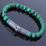 Men's Women Malachite Sterling Silver Bracelet Gemstone Cross Charm DiyNotion Handmade BR480