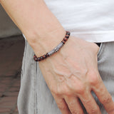 Men's Women Tiger Eye Sterling Silver Bracelet Gemstone Cross Charm DiyNotion Handmade BR481