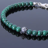 Men's Women Malachite Sterling Silver Bracelet Gemstone Cross Bead DiyNotion Handmade BR483