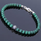 Men's Women Malachite Sterling Silver Bracelet Gemstone Cross Bead DiyNotion Handmade BR483