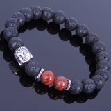 Lava Rock Jasper Stone Tibetan Silver Sakyamuni Bracelet Buddha Yoga Mala for Men Women DiyNotion Handmade T070