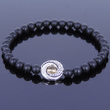 Mens' Women Matte Black Onyx Citrine Sterling Silver Bracelet 925 Charm DiyNotion Handmade BR473