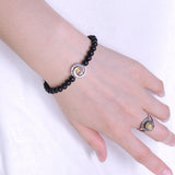 Mens' Women Matte Black Onyx Citrine Sterling Silver Bracelet 925 Charm DiyNotion Handmade BR473