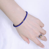 Men's Women Lapis Sterling Silver Bracelet 925 Cross Bead & Clasp DiyNotion Handmade BR477