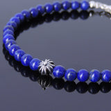 Men's Women Lapis Sterling Silver Bracelet 925 Cross Bead & Clasp DiyNotion Handmade BR477