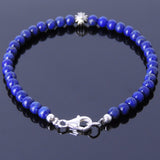 Men's Women Lapis Sterling Silver Bracelet 925 Cross Bead & Clasp DiyNotion Handmade BR477