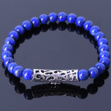Men's Women Lapis Sterling Silver Bracelet Gemstone Cross Charm DiyNotion Handmade BR478