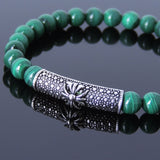 Men's Women Malachite Sterling Silver Bracelet Gemstone Cross Charm DiyNotion Handmade BR480