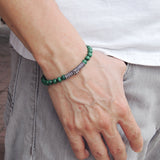 Men's Women Malachite Sterling Silver Bracelet Gemstone Cross Charm DiyNotion Handmade BR480