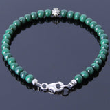 Men's Women Malachite Sterling Silver Bracelet Gemstone Cross Bead DiyNotion Handmade BR483