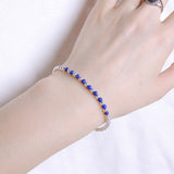 Men's Women Lapis Sterling Silver Bracelet 925 Round Bead & Clasp DiyNotion Handmade BR485