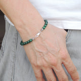 Men's Women Malachite Sterling Silver Bracelet Gemstone Cross Bead DiyNotion Handmade BR486