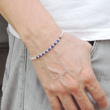 Men's Women Lapis Sterling Silver Bracelet 925 Round Bead & Clasp DiyNotion Handmade BR485