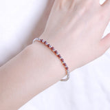 Men's Women Garnet Sterling Silver Bracelet Natural AAA Gemstone 925 Bead Clasp DiyNotion Handmade BR484