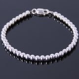 Men's Women Sterling Silver Bracelet 925 Round Bead & Clasp DiyNotion Handmade BR489