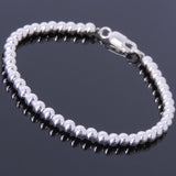 Men's Women Sterling Silver Bracelet 925 Round Bead & Clasp DiyNotion Handmade BR489