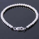 Men's Women Sterling Silver Bracelet 925 Round Bead & Clasp DiyNotion Handmade BR489