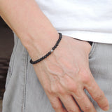 Men's Women Lava Rock Sterling Silver Bracelet Cross Bead DiyNotion Handmade BR490