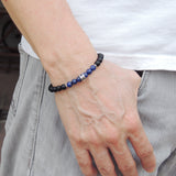 Men's Women Matte Black Onyx Lapis Bracelet Sterling Silver Celtic Spacers Gemstone Handmade DiyNotion BR491