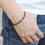 Men's Women Garnet Sterling Silver Bracelet Cross Bead Natural AAA Gemstone DiyNotion Handmade BR494