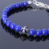Mens Women Lapis Lazuli Sterling Silver Bracelet 925 Cross Beads DiyNotion Handmade BR498